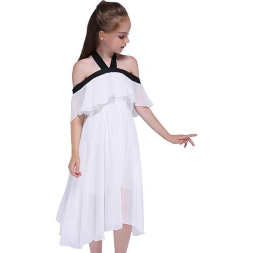 Girls Dresses Hot Summer Ruffles shoulderless Long Bohemia Beach Dresses Baby Kids Solid Cotton Outfits Sundress Vestidos