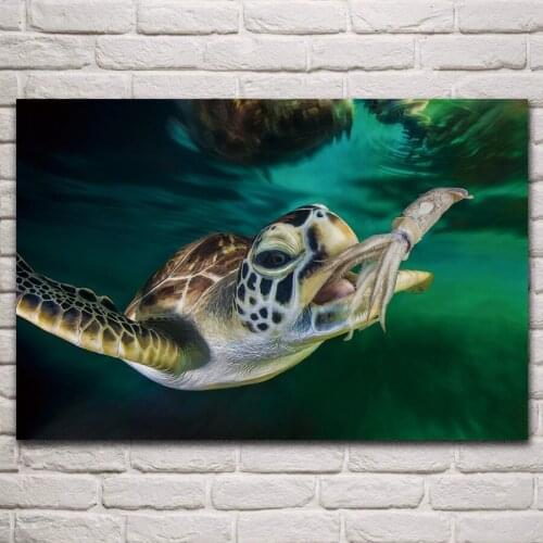 Sealife underwater world catches squid tropical islands landscape living room home decor wall art print fabric poster KP119