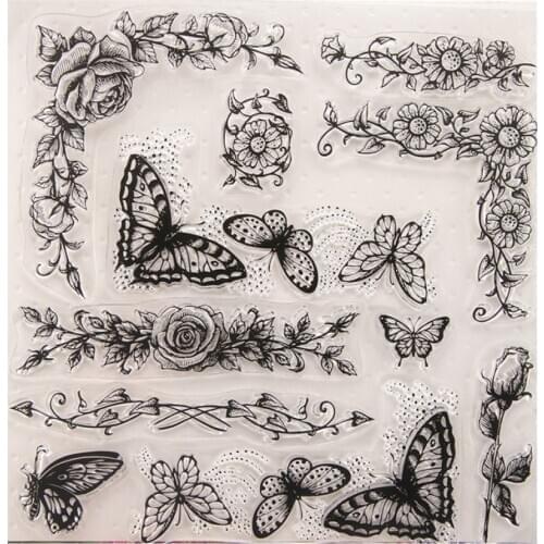 Transparent Stamps New 2020 Butterfly Flower Rose Rubber Silicone Seal for DIY Scrapbooking Card Making Album Decoration Crafts