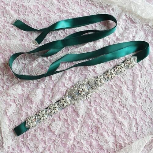 Silver Crystal Wedding Belt With Rhinestone Applique Pearl Bridal Belt Rhinestones Sash For Bridal Accessories