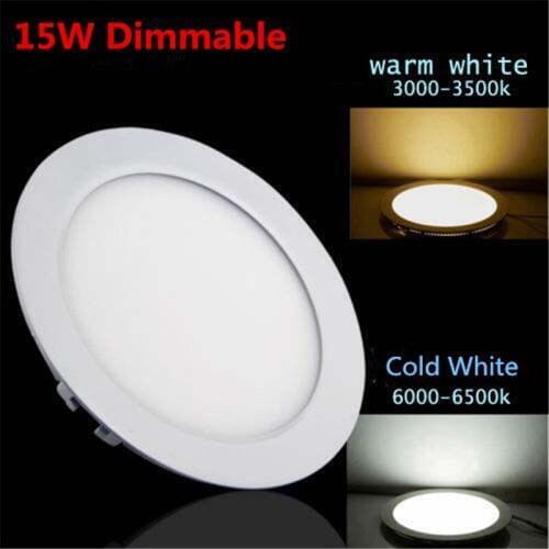 10pcs 15W Dimmable LED Ceiling Downlight Panel Light 85-265V Support Dimmer Brightness Adjustable Indoor LED Light DHL Free