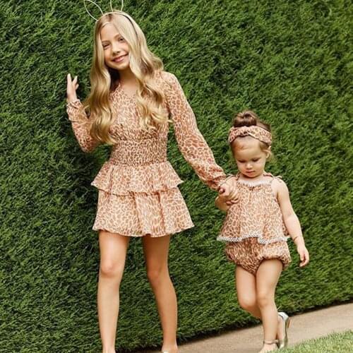 TELOTUNY Family Matching Outfits Mother Daughter Swimsuit Women Kids Girls Leopard Print Swimwear Bathing Suit Bikini Beachwear