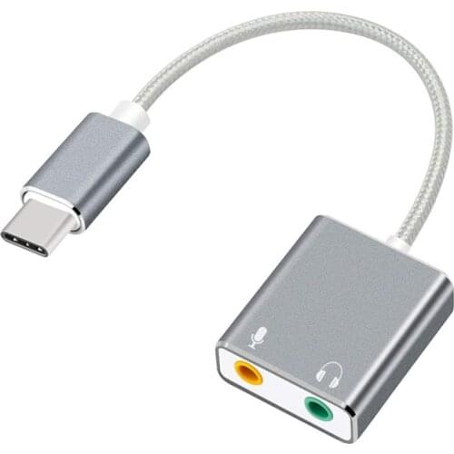 USB Type C Type-C External Sound Card Adapter Audio Card USB-C to Jack 3.5mm Earphone Micphone for Laptop Macbook Pro