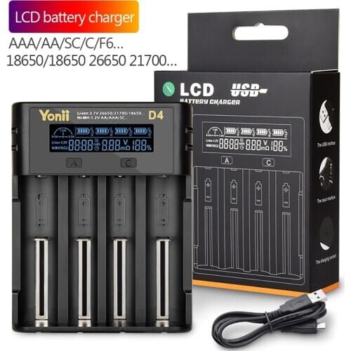 LCD Display Battery Charger IMR NiMH NiCd A/AA/AAA/C/SC bateria Smart Charger lithium 18650 26650 21700 battery Li-ion Charging