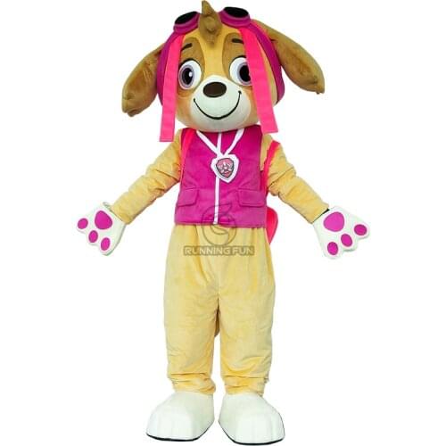 High Quality Popular Adult Lovely Pink Dog Character Mascot Fancy Dress Cartoon Suit Cosplay For Halloween Party