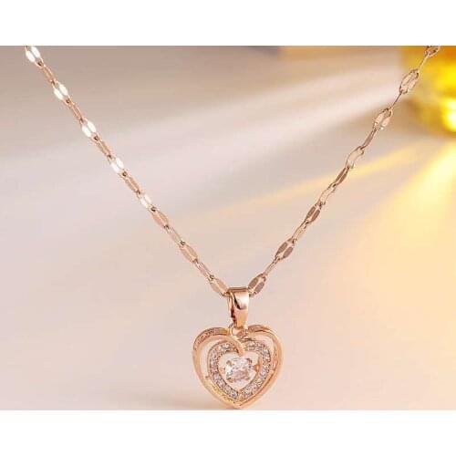 2021 Korean Version Of The Necklace Fashion New Temperament Necklace Smart Crystal Love Heart Shaking Sonic Boom Necklace Women