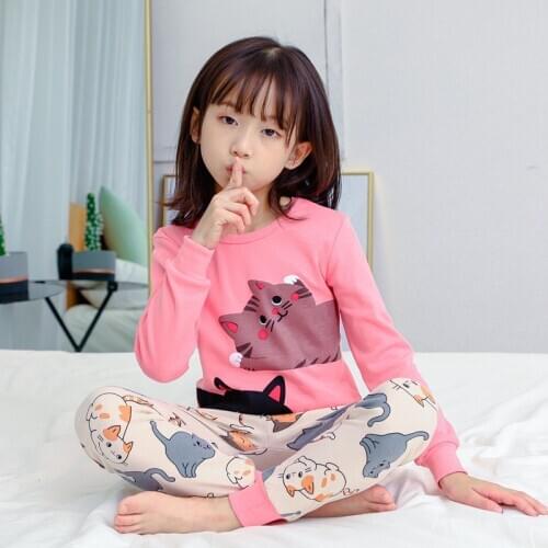 Winter Children Clothes Kids Clothing Set Boys Pajamas Sets Cartoon Cat Nightwear Pajamas Girls Sleepwear Baby Pyjamas Suits