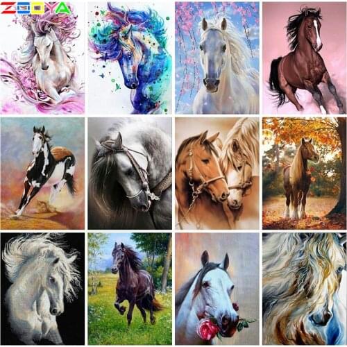 Zooya Diamond Embroidery Animal Cross Stitch Diy Diamond Painting Horse Diamond Mosaic Rhinestones Home Decor Decoration Jh057