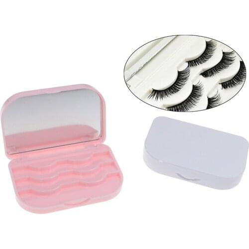 1pc Plastic False Eyelash Storage Box Makeup Cosmetic With Mirror Case Organizer Fashion Travel Cosmetics Tool
