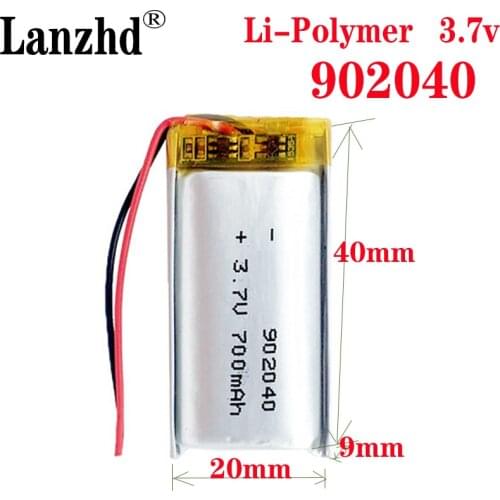 10Pcs 3.7v 700mAh 902040 LiPo Li-Polymer Rechargeable Battery Lithium Li-po Li-ion Battery Cell for GPS Headphone Bluetooth