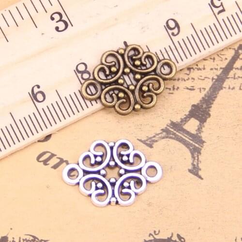 20pcs Charms flower connector 20x13mm Antique Pendants,Vintage Tibetan Silver Jewelry,DIY for bracelet necklace
