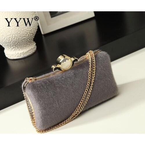 2021 Fashion Plush Clutches Evening Bags with Chain Handbags Wedding Party Purse Envelope Fashion Womens Bags Wallet Clutch Bag
