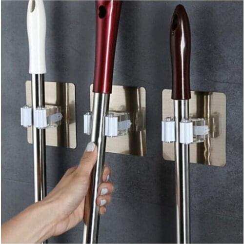 4PCS High Quality Wall Mounted Mop Organizer Holder Brush Broom Hanger Home Storage Rack Bathroom Suction Hanging Pipe Hooks