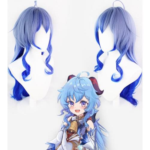 Anime 80CM GANYU Wig Genshin Impact Cosplay Gradient Purple Blue Long Straight Heat Resistant Hair Women Halloween