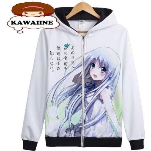 Anohana: The Flower We Saw That Day Honma Meiko Oversized Japan Anime Hoodie White Mens Sweatshirts Hoodies 3D Printed Sportwear