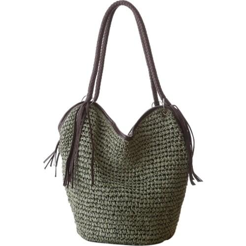 Paper Women Shoulder Bag Casual Large Capacity Rattan Tote Bags for Women Wicker Woven Beach Handbag Womens Bag