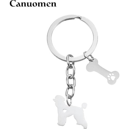 Canuomen Teddy Keychain Pet Dog Bone Hollow Claw Stainless Steel Keyrings Dog Lovers Car Key holder DIY Gifts Fashion Jewelry