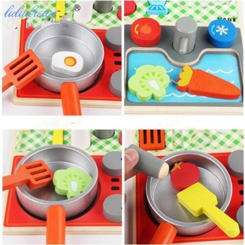 Wooden kitchen toys Cutting fish Vegetable Play miniature Food Kids Wooden toy baby early education food toys