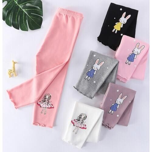 Kids Clothes Girls 2020 Autumn New Girls Cartoon Rabbit Print Cotton Casual Elastic Waist Leggings Trousers