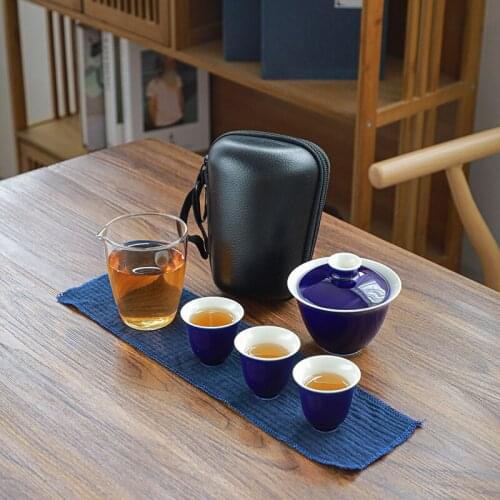 Porcelain Service Gaiwan Tea Cups Mug of Tea Ceremony Teapot,Chinese Portable Kung Fu Travel Tea Set, Ceramic Teacup