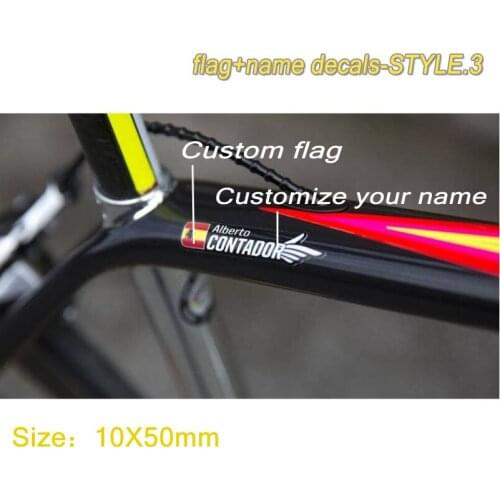Bicycle flag name stickers custom mountain bike road bike frame name stickers custom rider id style 3