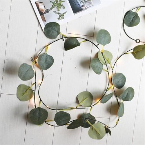 20leds Artificial Plants String Light Green Leaf Vine Fairy Light String Maple Leaves Lamp Garland Diy Hanging Lighting