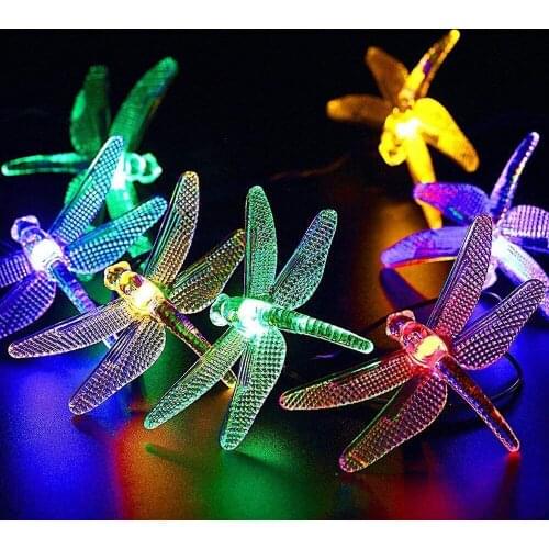 Battery Operated 10/20/40/80 Leds Dragonfly String Lights Outdoor Lamp LED Garden Waterproof Lawn LED Party Christmas Decoration