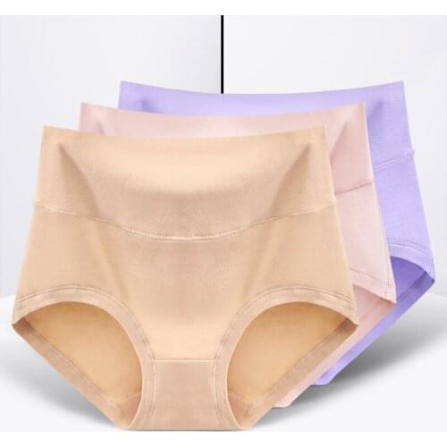 Cotton Womens Panties Elastic Soft Large Size XXL Embossed Solid Ladies Underwear Breathable Sexy High Waist Briefs