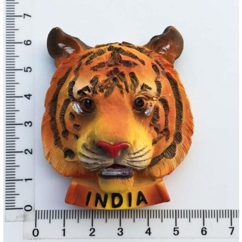 India creative tourism commemorative painted crafts three-dimensional Bengal tiger head magnetic refrigerator stickers