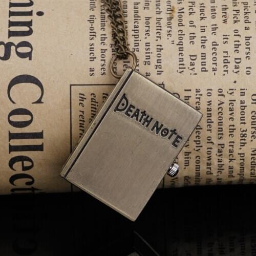 Classic Design Collectable Death Note Notebook Simulation Bronze Quartz Pocke Watch School Large Anime Theme Women Men Gifts