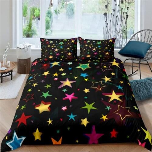 Luxury 3D Star Print 2/3Pcs Kids Bedding Sets Comfortable Duvet Cover Pillowcase Home Textile Queen and King AU/EU/US Size