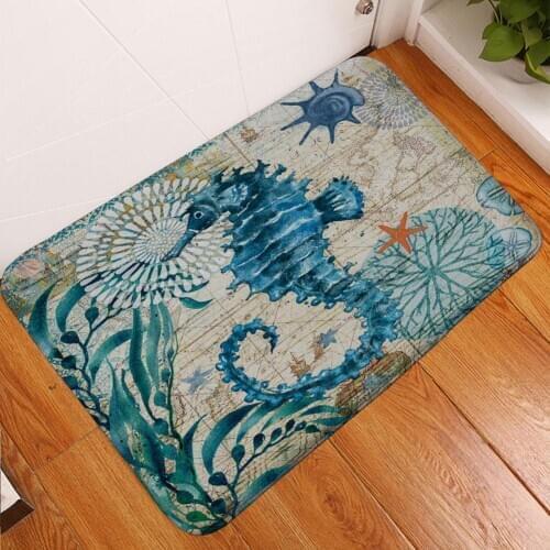 60*40cm Floor Mat Doormat Entrance Door Octopus Whale Turtle Seaorse Print Anti-slip Floor Mats Door Mat Bathroom Kitchen Mat