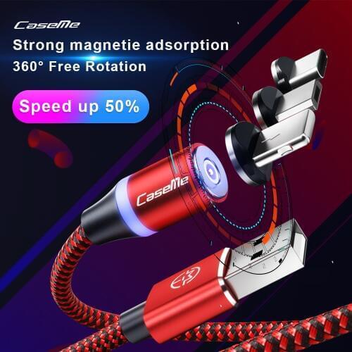 CaseMe Magnetic Micro USB Type C Cable For iPhone Huawei Android Mobile Phone Fast Charging USB Cable Magnet Charger Wire Cord