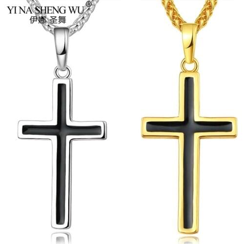 Hip Hop Rock Jewelry Cross Fashion Pendant Necklaces Silver/Gold Color For Men/Women Religious Christian Jewelry Christmas Gifts