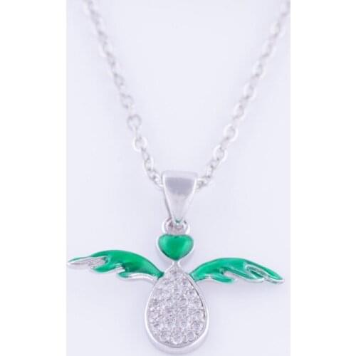 Fashion Jewelry Enamel Zircon Heart Wings Charms Necklaces Women Handmade Copper Micro Pave Long Necklaces Pendants Bijoux Femme