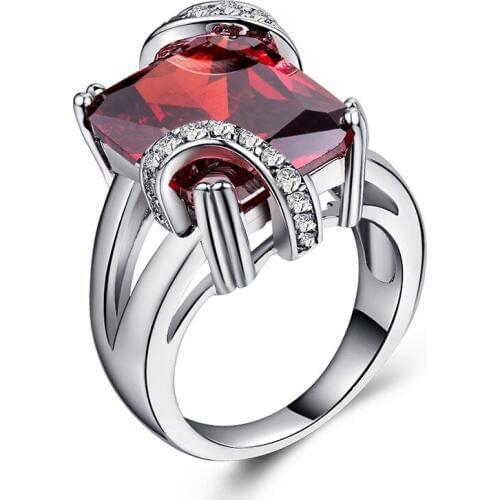 MOONROCY CZ Rings Silver Color Vintage Ring Red Purple Pink Crystal Ring Party Jewelry for Women Girls Dropshipping Wholesale