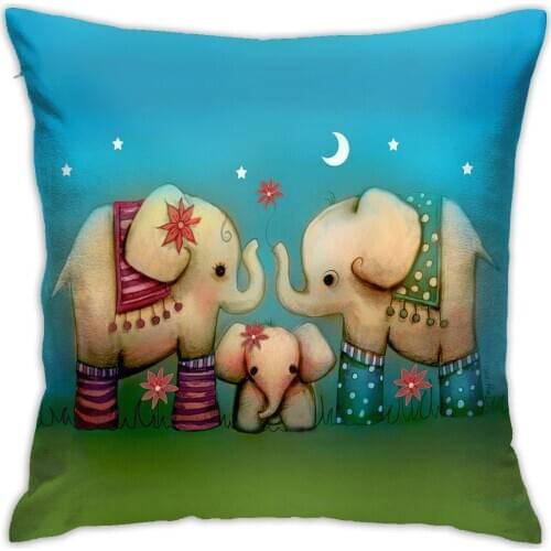 Cartoon Animal Elephant Figurine Sofa Decorative Cushion Cover Pillow Pillowcase Polyester 45*45 Pillow Home Decor Pillowcover
