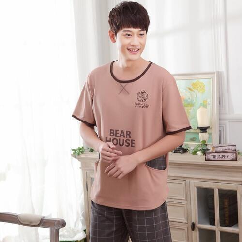 Men new thin mens youth pajamas summer 2019 cotton short sleeve shorts two piece casual suit pajama sets mens pajama set