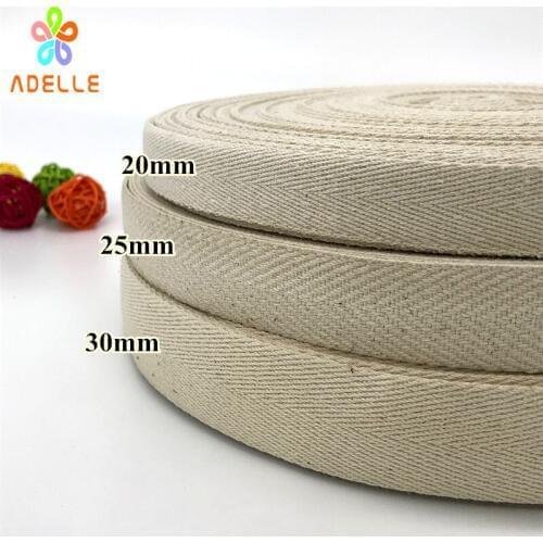 Natural Beige Color 20/25/30mm x1mm Thick Cotton Webbing Single Herringbone Twill Sewing Tape bias binding free shipping 50yard