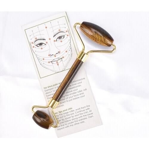 Natural Stone Tigers Eye Facial Rollers Lifting Massager Removal Smooth Face Rollers Massage Body Skin Care Tools Beauty Health