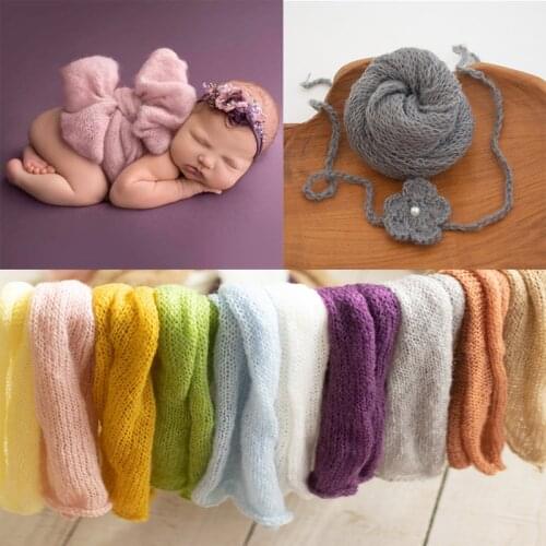 17 color Newborn Photography Props Baby Wraps Photo Shooting Accessories Photograph Studio Blanket Backdrop Mohair Elastic