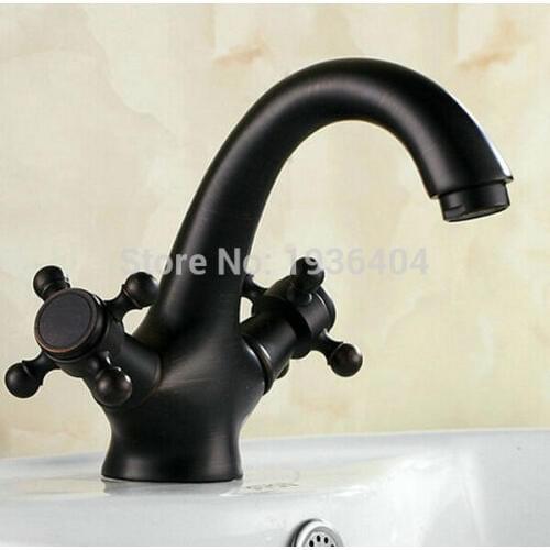 Wholesale Retail and Retro Black Bronze faucet Mixer Taps Deck Mounted Dual Handles swan mixer taps B3217