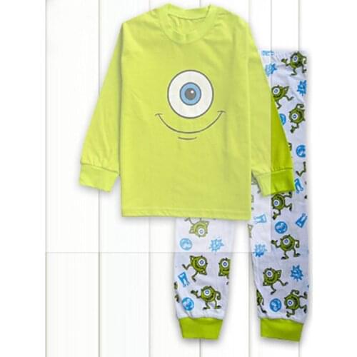 Yellow Cartoon Printing Sleepwear Children Cotton Pajamas Baby Boys Long Sleeve Nightwear Girls Fashion Two-Piece Pyjamas Sets