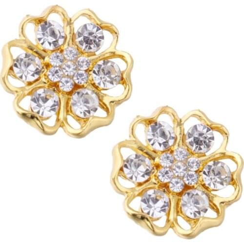 NEW 10Pc 21MM Rhinestone Buttons Crystal Flower Button Flatback Embellishments Buttons for DIY Jewelry Making Wedding Decoration