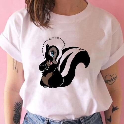 Bambi Women T Shirts Urbano O-Neck Woman Short Sleeve Woman Korean Flower T-shirt Cute Best Friends Oversized Disney Tshirt