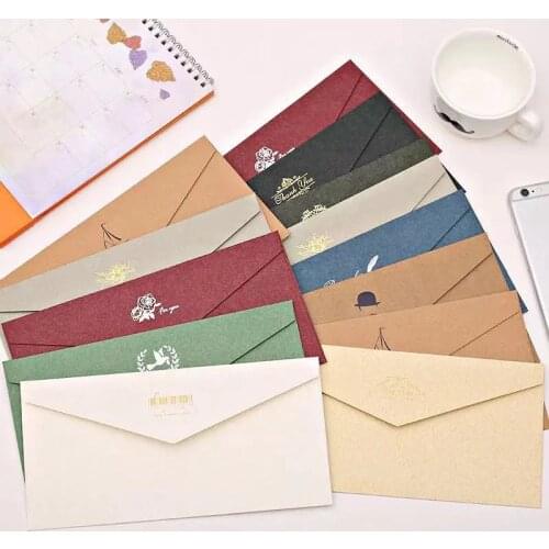 Vintage Gold Envelopes for Invitations Kraft Paper Gift Card Window Envelope Wedding Letter Set Mailer Stationery