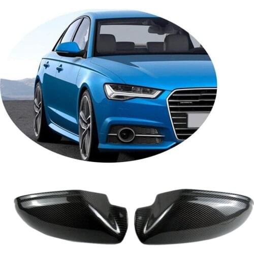 1 Pair Car Rearview Covers Carbon Fiber Mirror Caps Trim Accessories for - A6 C7 A6 S6 RS6 2012-2018
