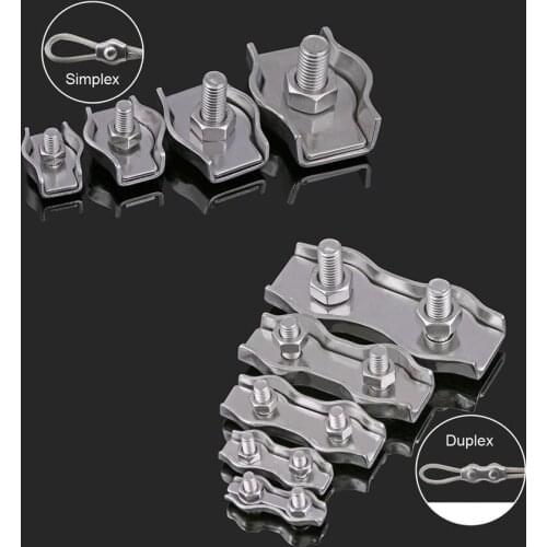 1PCS M2 M3 M4 M5 M6 M8 M10 304 Stainless Steel Simplex/Duplex Bolt Clip Wire Rope Cable Clamp Caliper Simple Grip