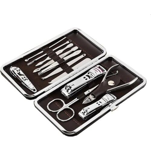 10/12 Pcs Professional Nail Art Manicure Tools Set Nails Clipper Scissors Tweezer Knife Manicure Sets Case For Nail Manicure