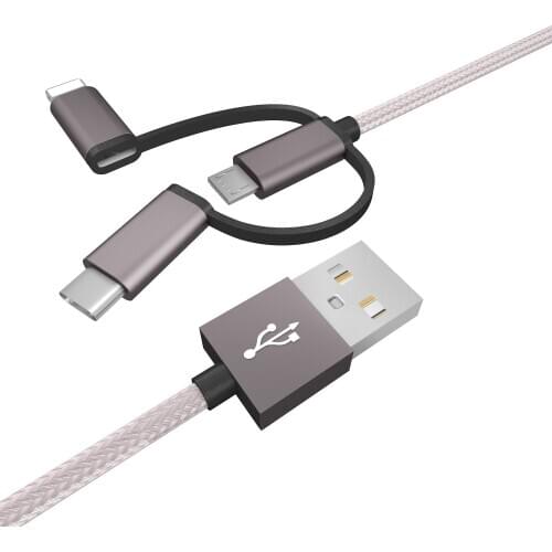 10Pieces Three-in-One Data Cable for iPhone Android Type-C 3-in-1 Charging Cable Braided Nylon Fast Charge Line